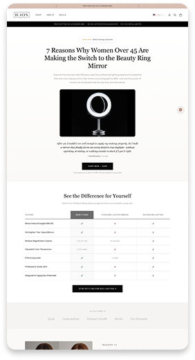 Landing page example