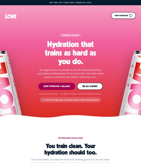 Be LOVE landing page