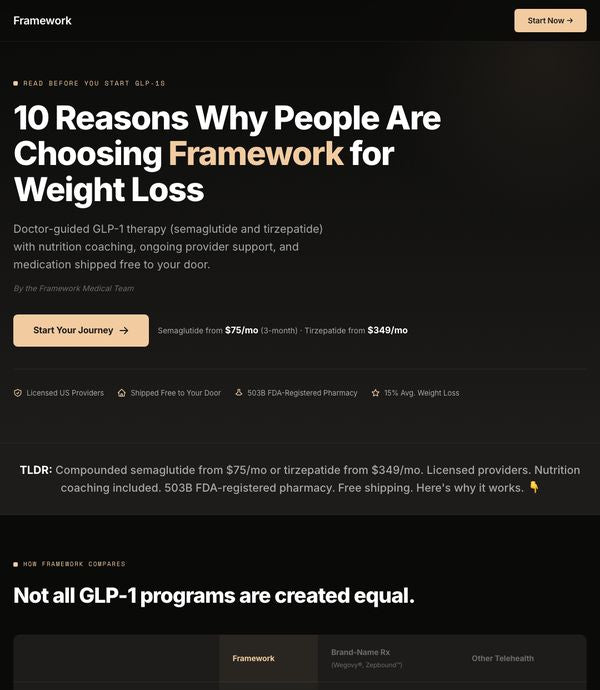 Framework landing page