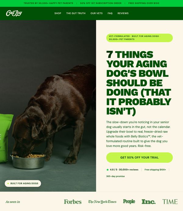 Get Joy landing page