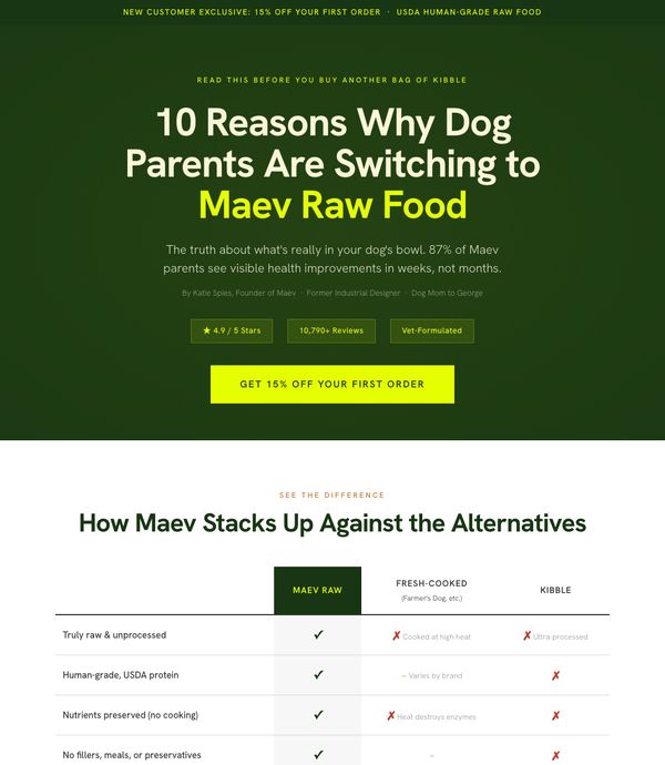 Maev landing page