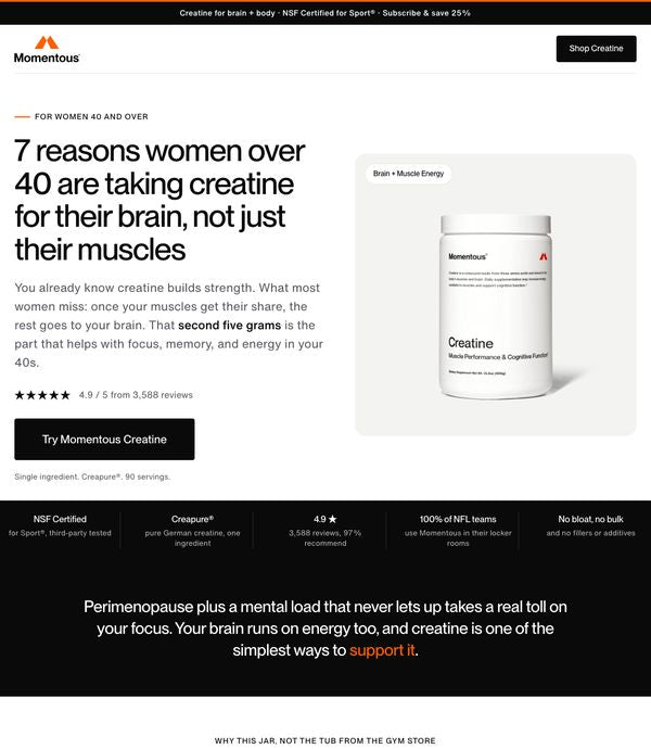 Momentous landing page