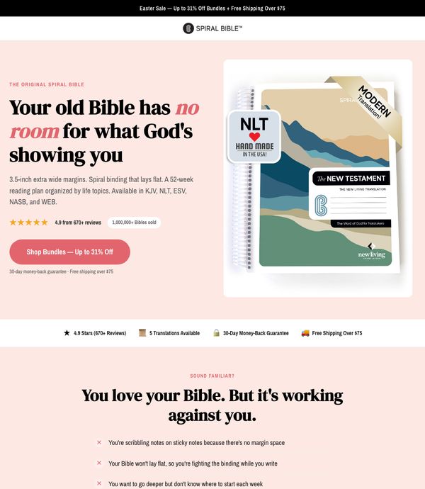 Spiral Bible landing page