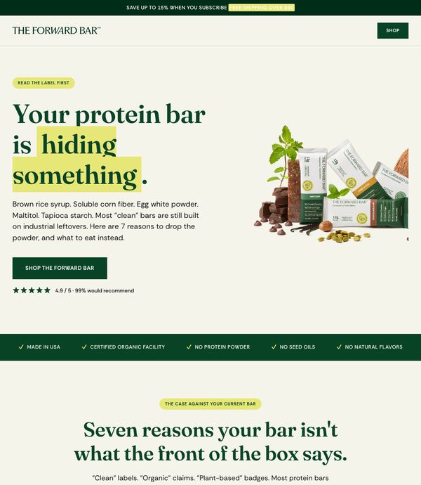 The Forward Bar landing page