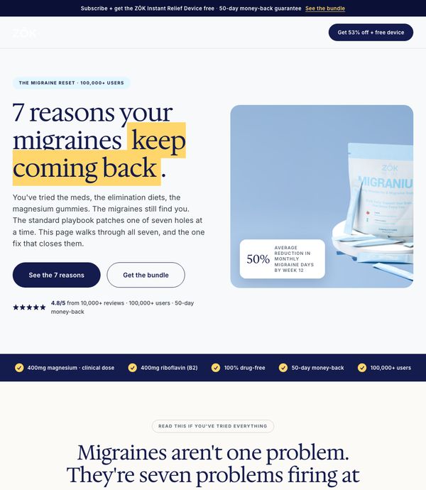 Zōk Relief landing page